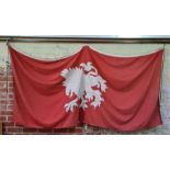 A red and white dragon flag, possibly Flemish(?) 230cm x 105cm.