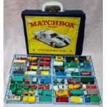 A Matchbox collector's case containing 48 matchbox die-cast model vehicles.