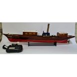 A scratch built live steam remote control model boat of the Windermere steam liner "Pollux",