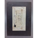 Terence Parkes (Larry) (1927-2003), "Vintage Model, 1st Floor", pen and ink, 8cm x 14.5cm, signed '