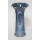 A Ruskin pottery vase, blue lustre, flared rim, impressed marks to base, height 29cm.