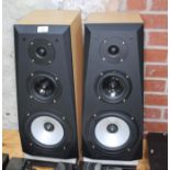 A pair of trapezoid shaped loud speakers, unmarked, 75 watt, 8 Ohms, 8" cones.