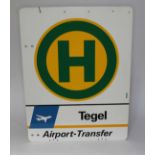 A Cold War era Tegel airport helipad metal sign 45cvm x 59cm.