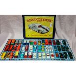 A Matchbox series collector's case with 4 trays of various vehicles.