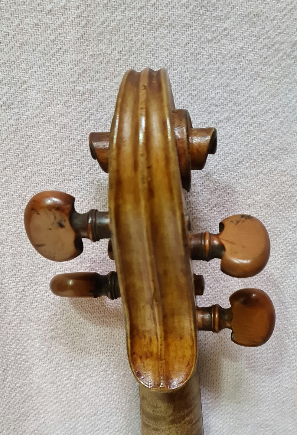 A late 19th century violin, one back, length 356mm, bearing label 'Joseph Guarnerius 17', with three - Bild 5 aus 12