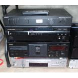 Three HiFi separates comprising an ARCAM 8, Marantz CD-72, a TEAC cassette deck V-1010, together