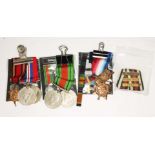 Assorted WWII medals comprising three stars, two Defence medals and two Campaign medals, awarded