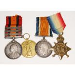 Boer War and WWI medal group of four awarded to Cecil Goddard RFA, the Queen's South Africa medal