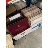 Two boxes of records to include jazz, classical, musicals, etc.