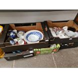 5 boxes of various ceramics to include a Royal Crown Derby coffee set, collectors teapots and