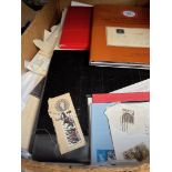 Box of stamp albums and world covers.