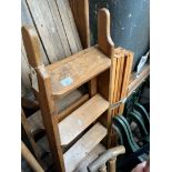 A vintage stripped and waxed library stepladder