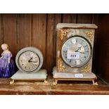 2 clocks by Xavier of London made from Italian onyx - both in working order