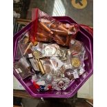 A tub of medals and bullets etc