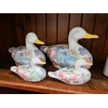 A family of 4 Gallo ducks by Villeroy & Boch in the Corolla design - largest appx 30cm long