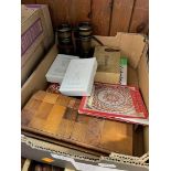 A mixed lot of collectables including binoculars, replica coin set, boxed slices of cake from