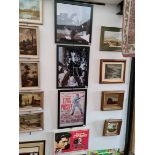 A group of four Elvis prints, two photographs and one poster, all framed and glazed and one canvas