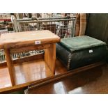 An elm stool and a studded box stool.