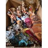 Box of ornaments and figures