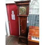 A Georgian oak long case clock, 10 3/4" brass dial signed 'I Bevan Montgomery', eight day movement