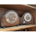 An Enfield Westminster chime oak cased mantle clock and Smiths Metamec oak cased mantle clock.