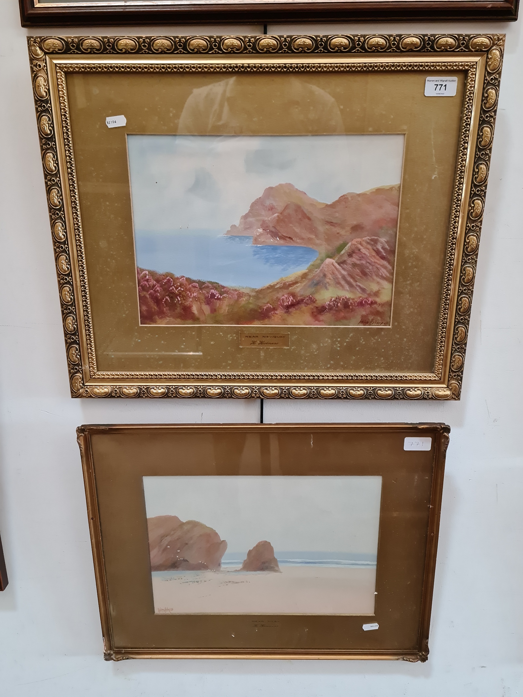 Helen Holness, early 20th century school, watercolours, 'Near Newquay' (35.5cm x 25cm) and 'Near