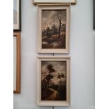 Pair of early 20th century school, oil on boards, rural scenes, 21.5cm x 34cm each, both
