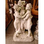 A large concrete garden ornaments depicting The Three Graces, height 110cm.