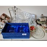 A collection of glassware including Swedish Skruf bowl, Kosta Boda, Hovmantorp etc.