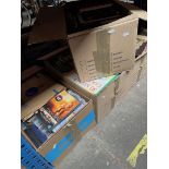 Four boxes of books, Old Vinyl, VHS video cassettes etc
