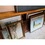 A selection of pictures and prints to include watercolours, etc