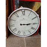 A large vintage style wall clock, diameter 71cm.