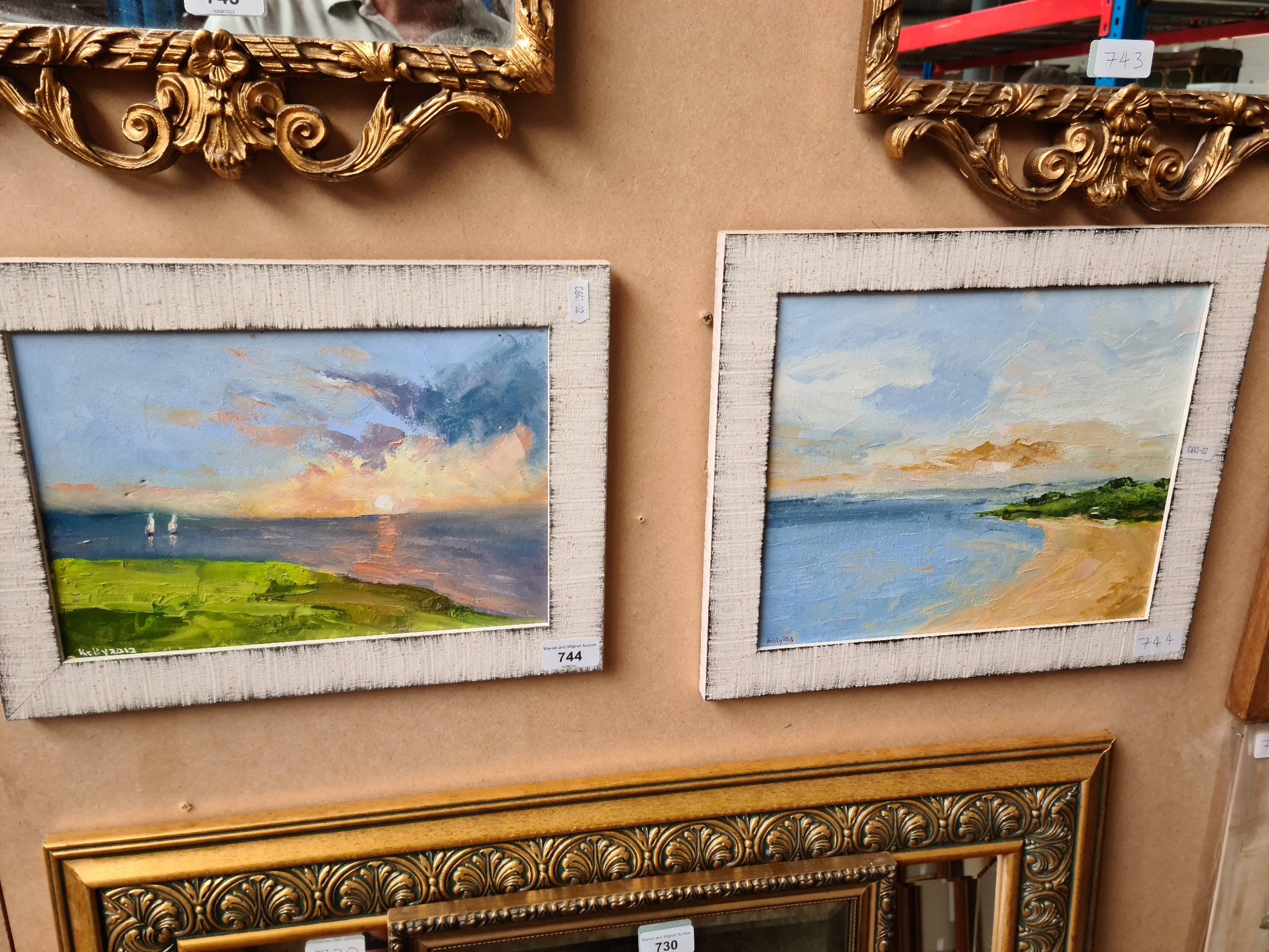 Two 21st century school, impressionist style seascapes, 28.5cm x 19.5cm and 29.5cm x 24.5cm,