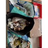 3 bags of mixed pottery and ornaments including small animal figures