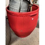 A red galvanised dolly tub