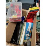 A box of collectables to include stamps, currency, model Red Arrow, model cars, Corgi die-cast toys,