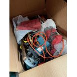 A box of misc tools including router, sander, etc.