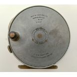 A Hardy Perfect vintage fly fishing reel, 3. 5/8" with brass foot and ebonised handle.