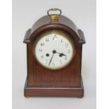A French mahogany cased mantle clock, circa 1900, height 28cm.