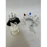 Six Swarovski crystal ornaments to include rearing horse, The Santa Maria ship on stand, swan, grand