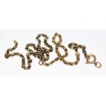 A yellow metal chain, as found, tests as 9ct, however not sold with any guarantee, wt. 5.6g.
