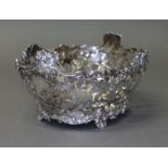 A late Victorian/Edwardian pierced silver bon bon dish, John Hunt, London 1901, length 19cm, wt.