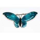 A Norwegian Sterling silver and enamel butterfly brooch marked 'OXO 925S', length 50mm.