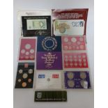 A collection of 10 coin sets to include crowns of Great Britain & sixpences, etc. and a sealed one