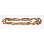 A 9ct gold box link chain, import marks, length 70cm, wt. 9.5g.