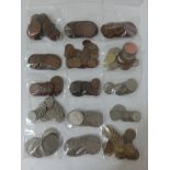 A box of mixed British coins, mostly pre-decimal.