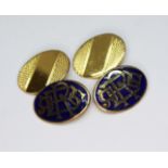 A pair of silver gilt and enamel cufflinks, FC Parry & Co, Birmingham 1975, gross wt. 10.17g.