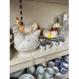 3 hen on nest egg holders including Laura Ashley example and 6 Royal Worcester egg coddlers