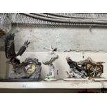 Modern eagle clock, porcelain ballerina and Caop-di-Monte figure - damaged