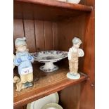 Two Nao figures and an Edwardian tazza
